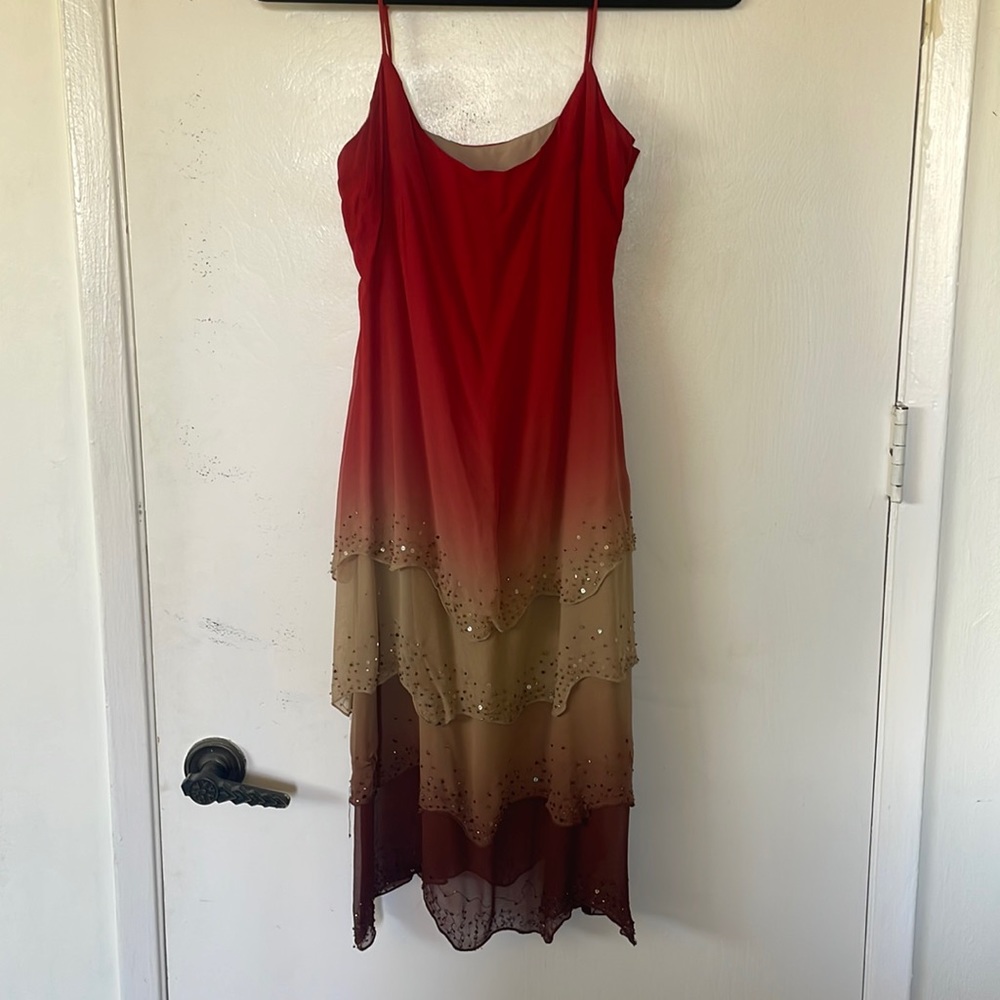 Bcbg beaded tiered ombre dress